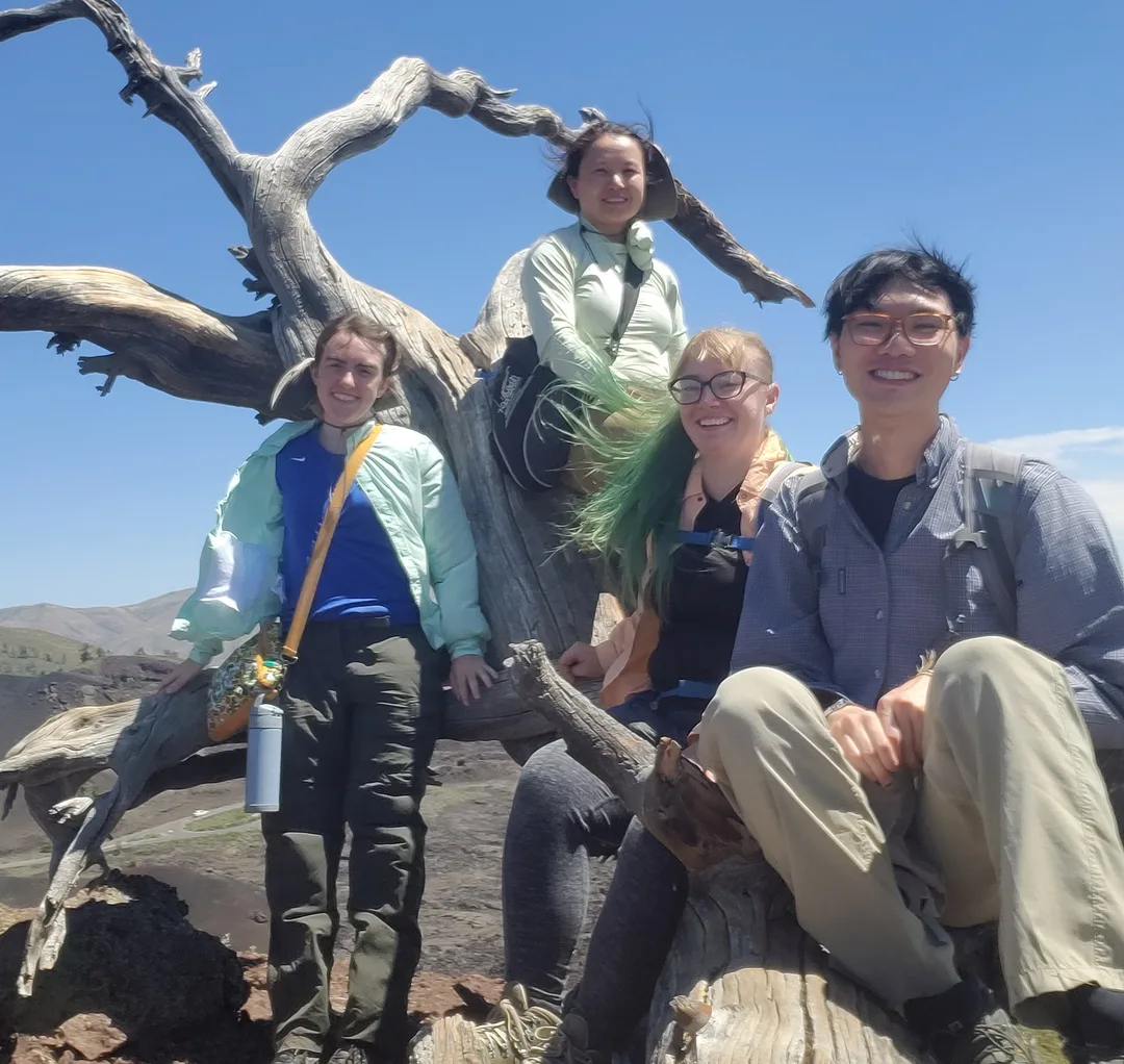 July 2023 lab trip to Craters of the Moon, ID after the Botany conference: Rebekah, Ya, Alex, and Aaron